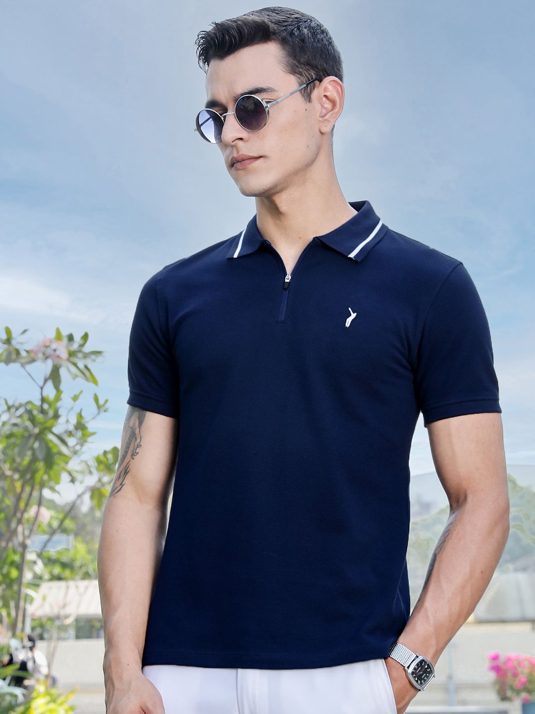 Thomas Scott Men Polo Collar Solid T-shirt