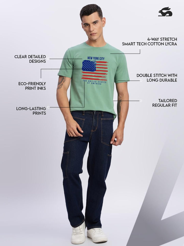 ADRO Men Sea Green Tshirts