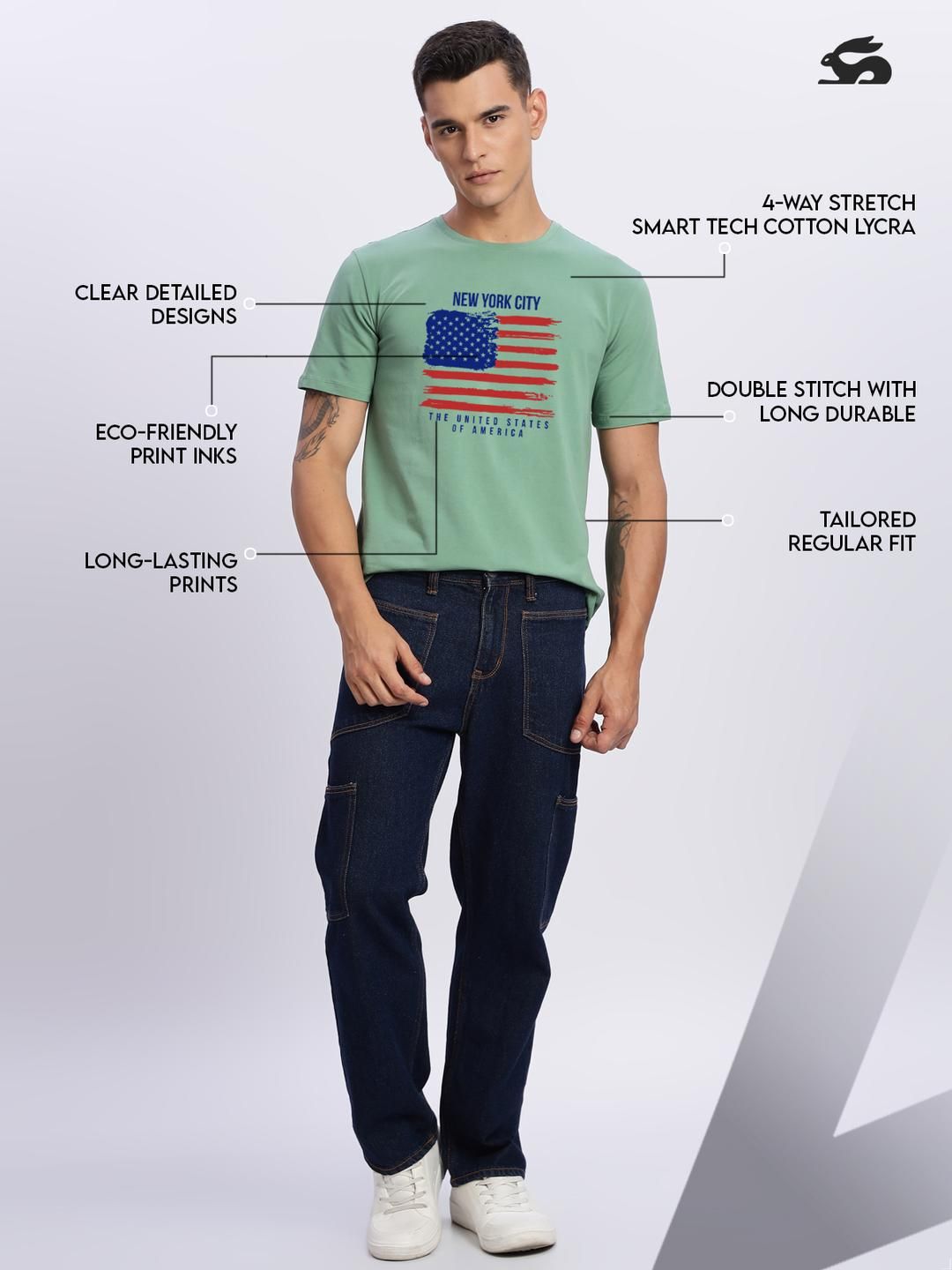 ADRO Men Sea Green Tshirts