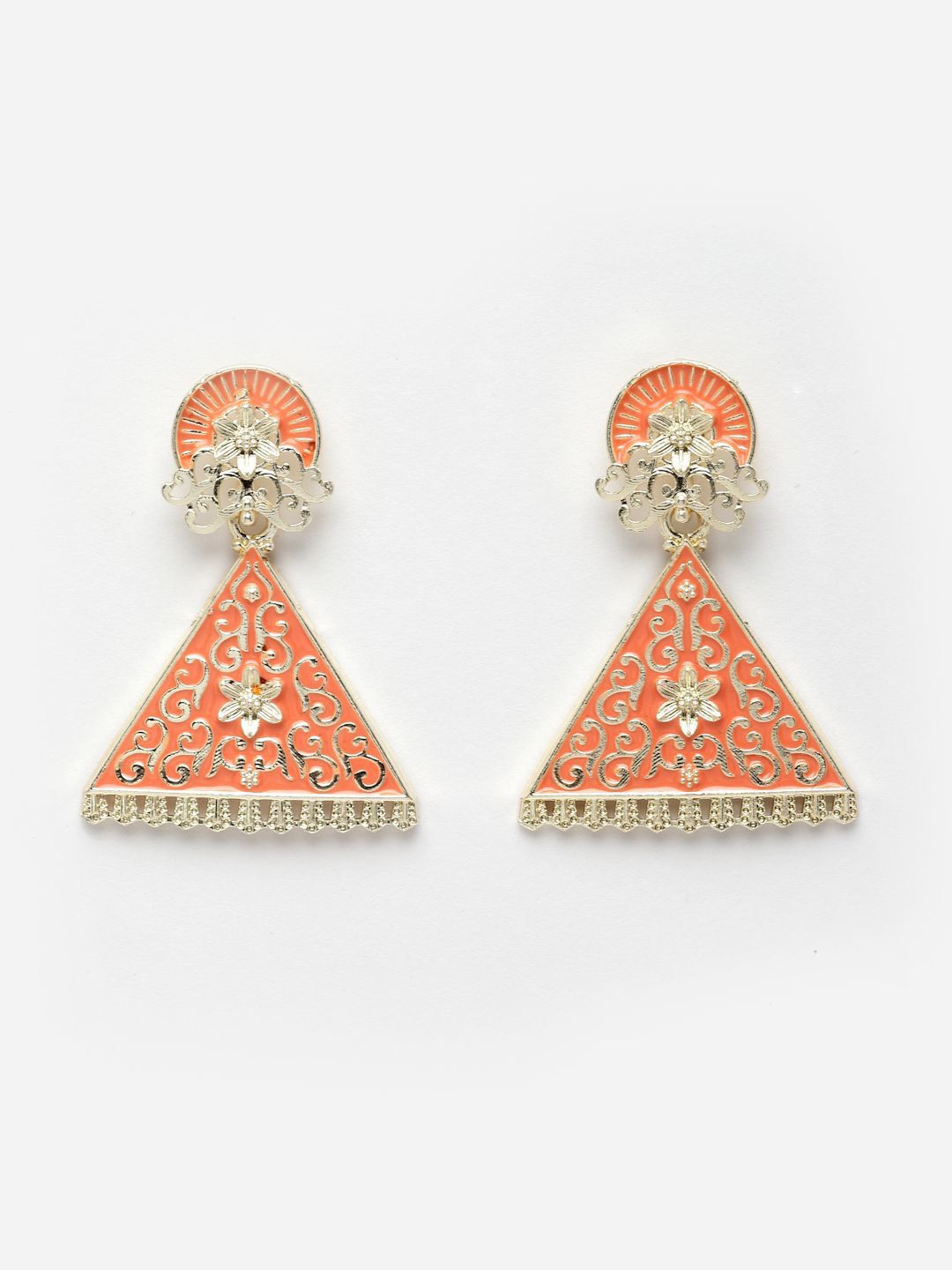 Anouk Gold Plated Cubic Zirconia Studded Contemporary Drop Earrings