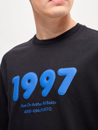 THE BEAR HOUSE Men Typography Printed Round Neck Pure Cotton Oversized T-Shirt