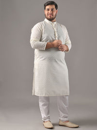 SOJANYA PLUS Plus Size Men Ethnic Motifs Embroidered Pure Cotton Kurta With Pyjamas