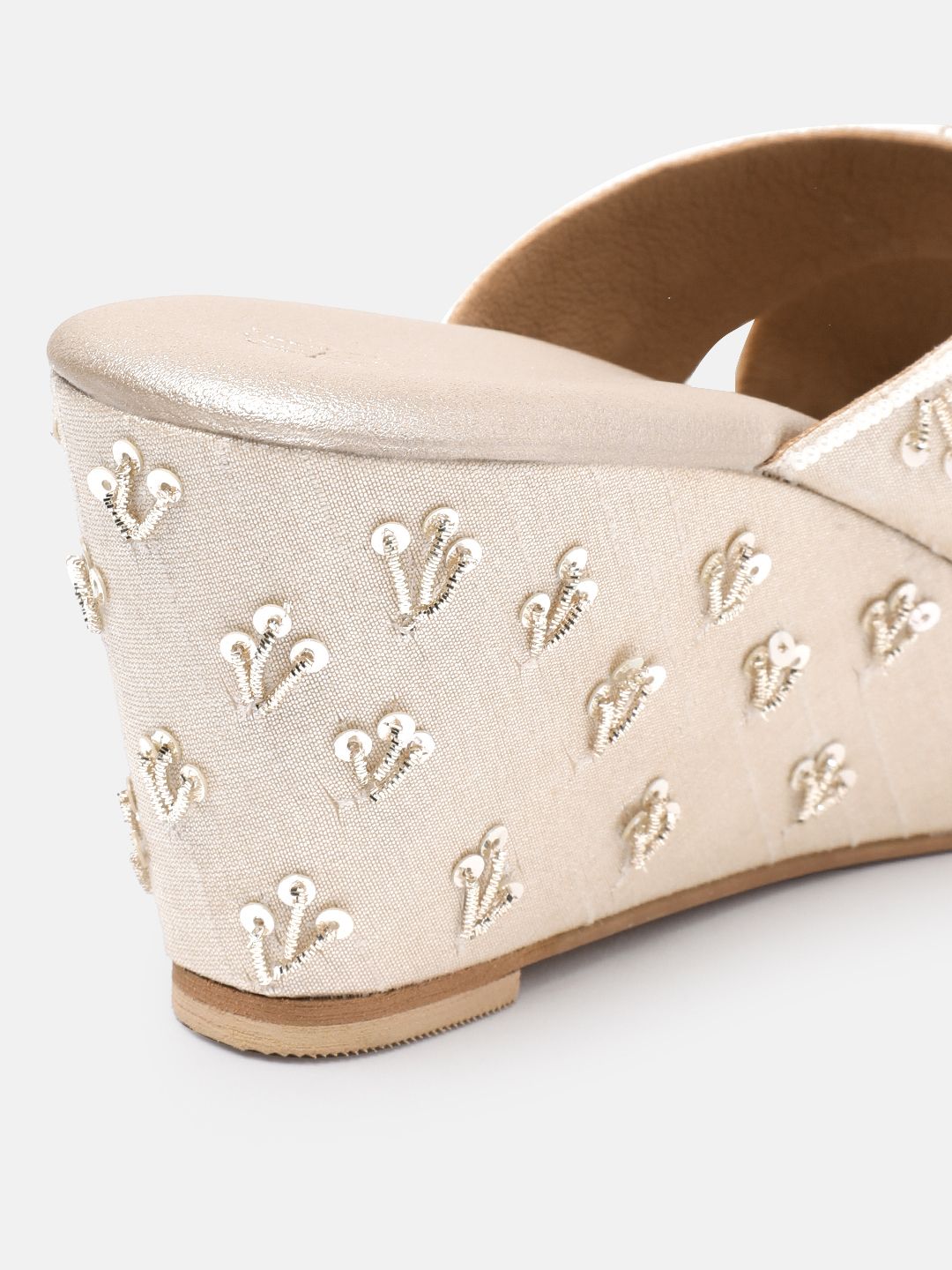 House of Pataudi Embellished Open Toe Wedge Heels