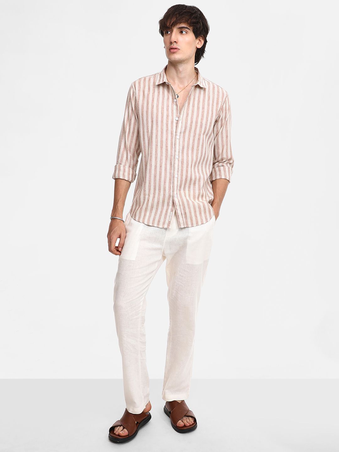 Campus Sutra Men Comfort Spread Collar Striped Cotton Casual Shirt