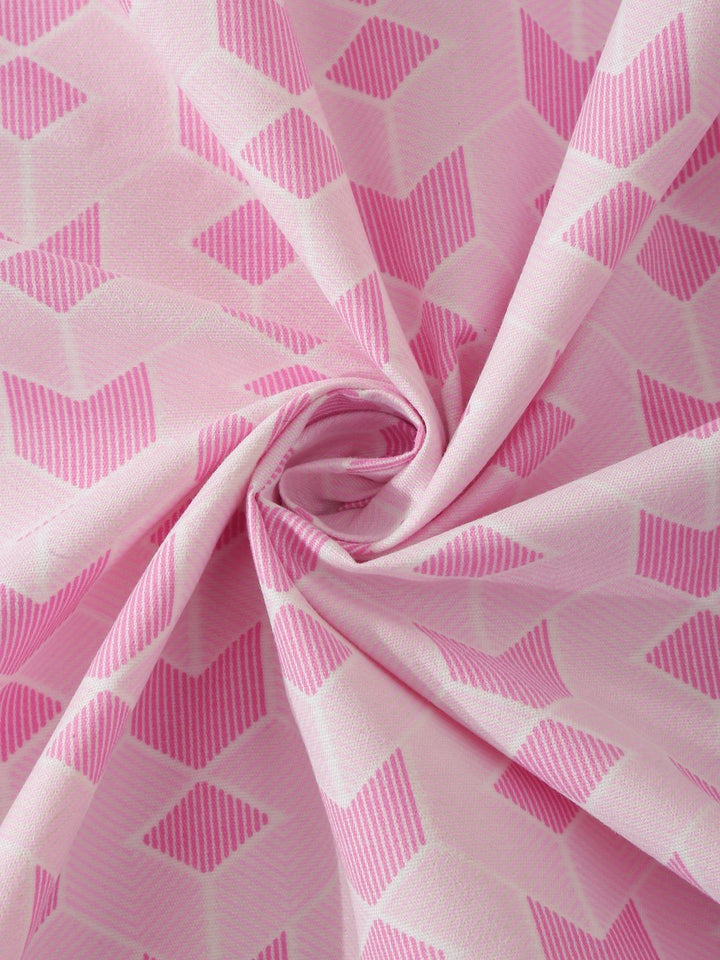 Myntra Elegant Homes Pink Geometric 300 TC King Fine Bedsheet & 2 Pillow Covers-250X220 cm