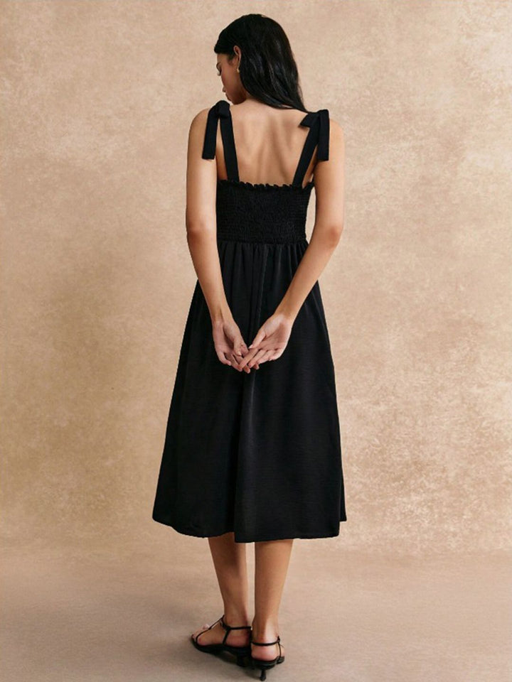 Berrylush Women Smocked Fit and Flare Midi Dress With Slit