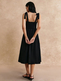 Berrylush Women Smocked Fit and Flare Midi Dress With Slit