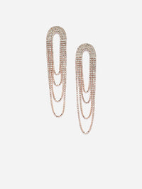 Anouk Rose Gold-Plated American Diamond Studded Contemporary Drop Earrings