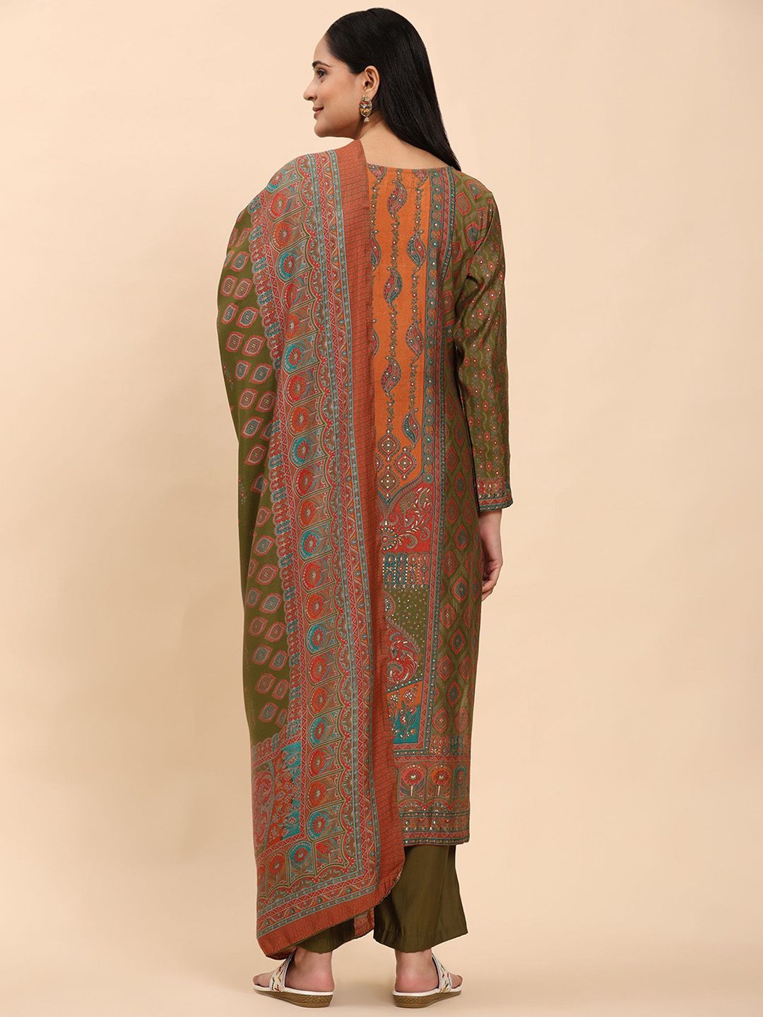 Mamicha Women Floral Embroidered Regular Pure Cotton Kurta with Trousers & With Dupatta