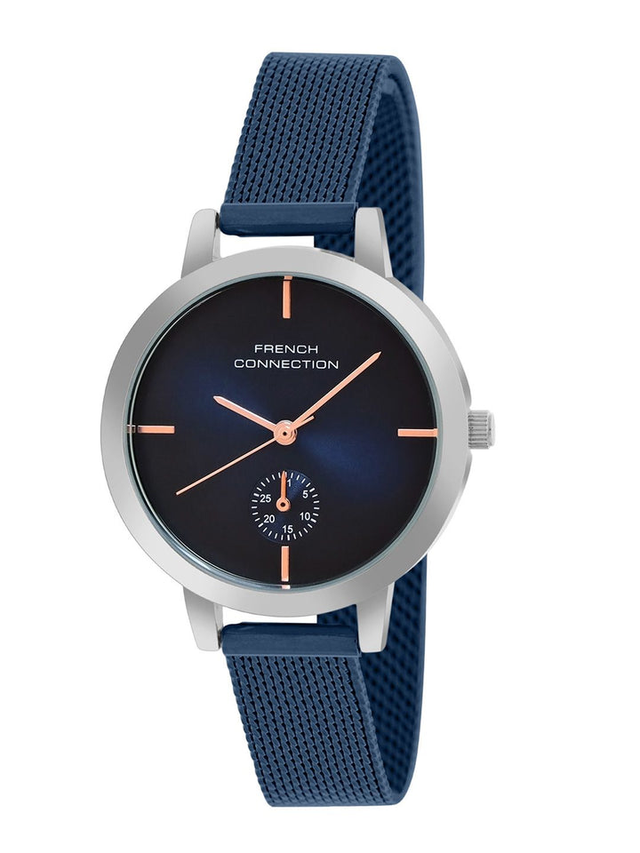 French Connection Women Embellished Dial & Stainless Steel Bracelet Style Straps Analogue Watch FCB8UM