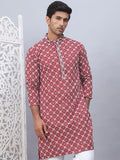 Jompers Floral Printed Mandarin Collar Straight Kurta
