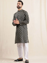 Anouk Men Floral Printed Kurta with Pyjamas & Nehru Jacket