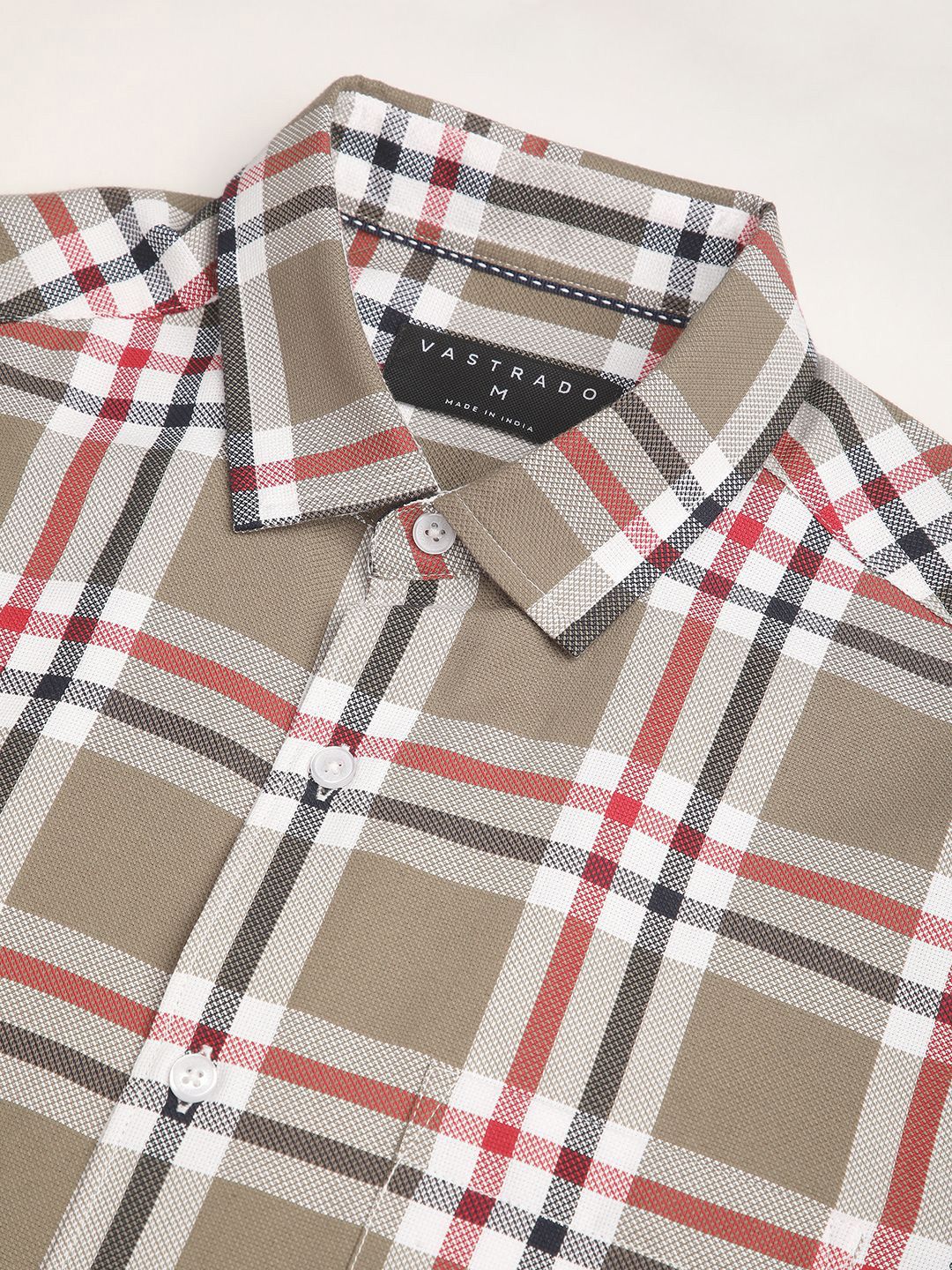 VASTRADO Men Classic Slim Fit Opaque Checked Casual Shirt