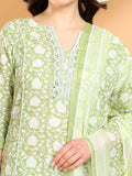 Mamicha Women Ethnic Motifs Printed Regular Thread Work Pure Cotton Kurta with Trousers & With Dupatta