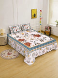 Myntra Elegant Homes White & Red Floral 400 TC King Bedsheet with 2 Pillow Covers