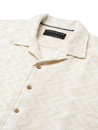 VASTRADO Pure Cotton Crochet Notch Collar Oversized Shirt