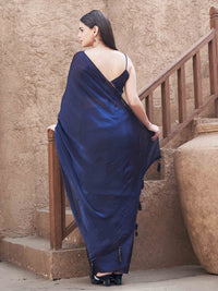 Tikhi Imli Solid Satin Saree With  Blouse Piece