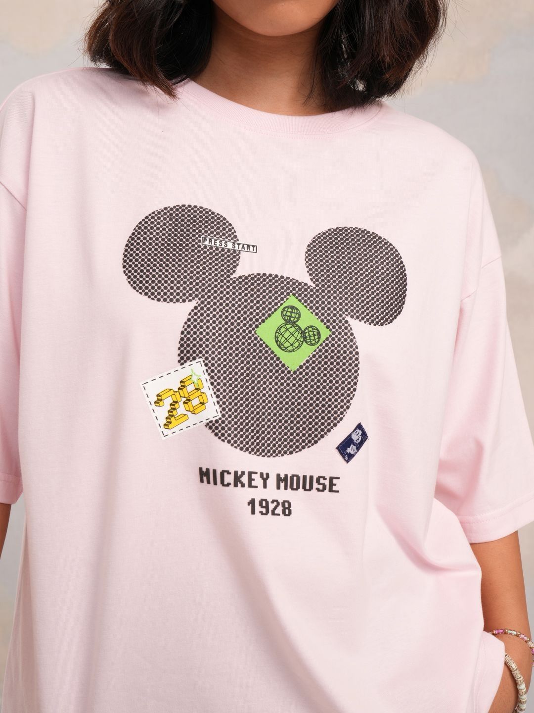 Tokyo Talkies Women Mickey Mouse Printed Boxy Tshirt