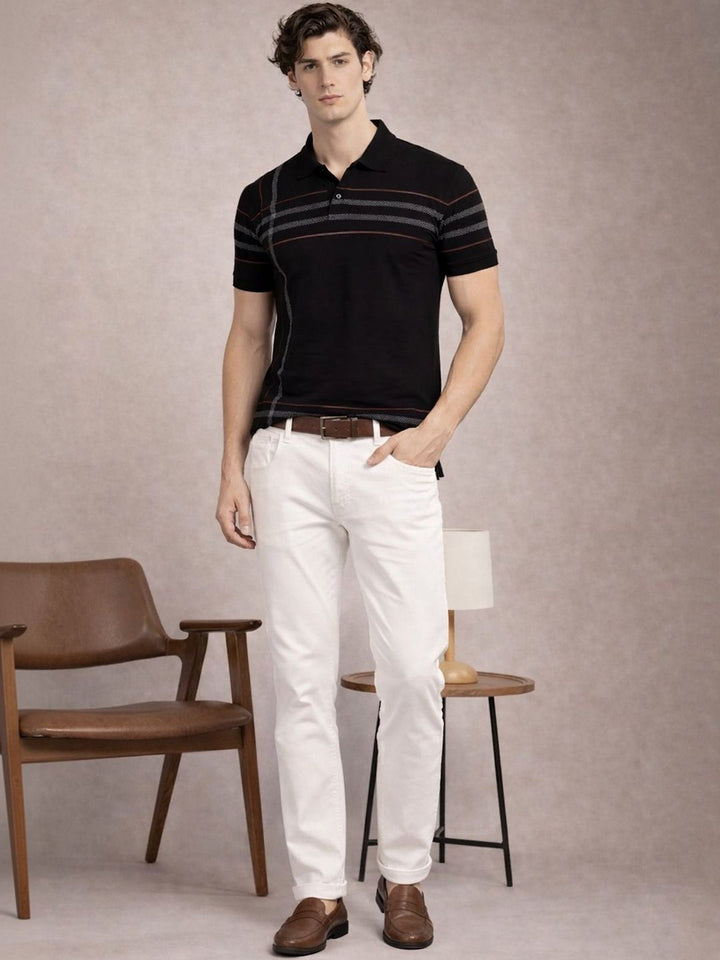 Baju-T Kolar Polo Berjalur ADRO Lelaki