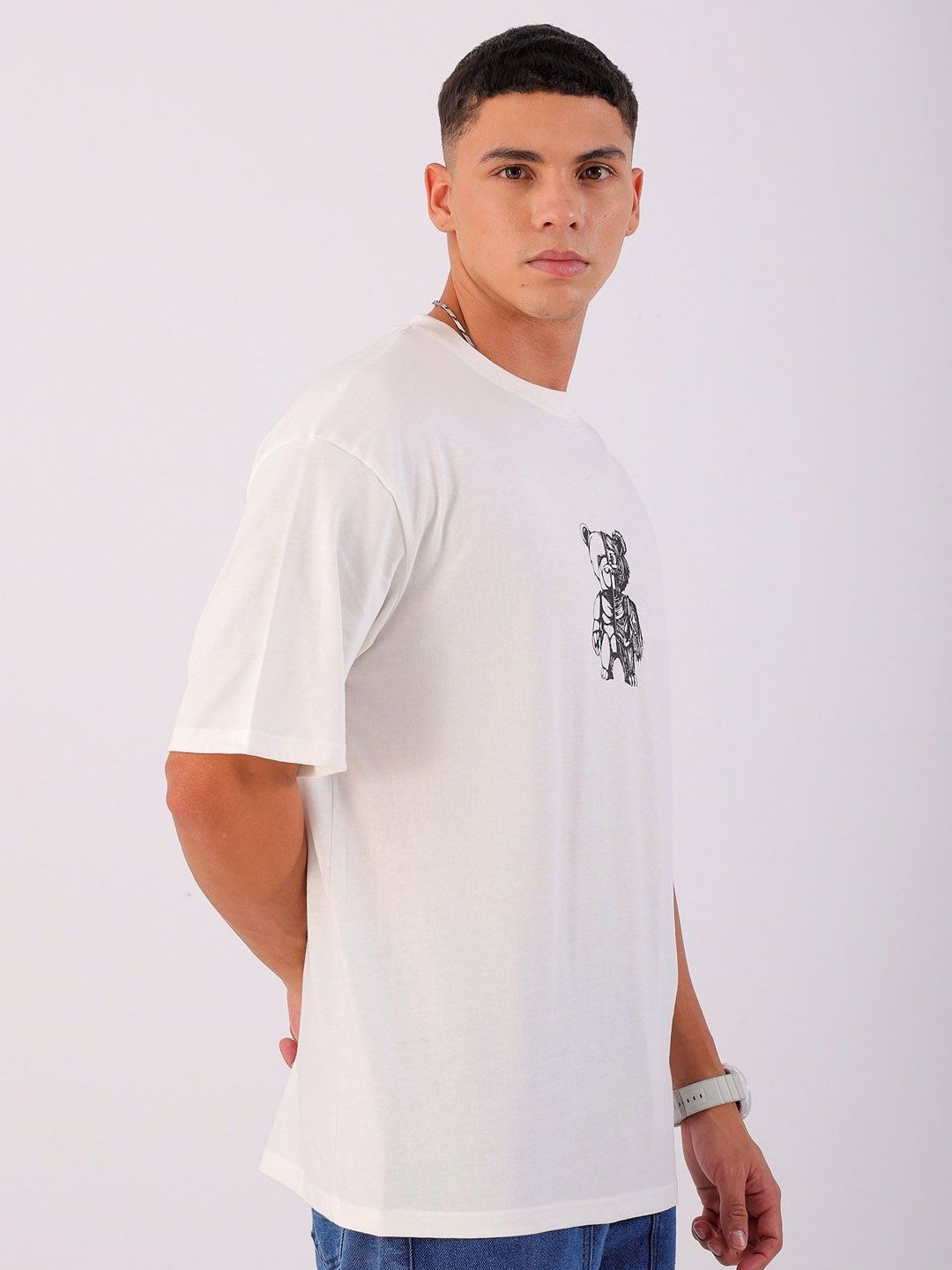 The Indian Garage Co Men Graphic Printed Round Neck Cotton Oversized T-Shirt