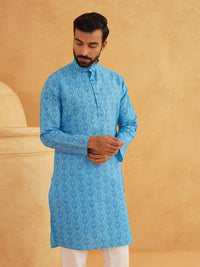 SOJANYA Ethnic Motifs Printed Band Collar Straight Kurta With Churidar