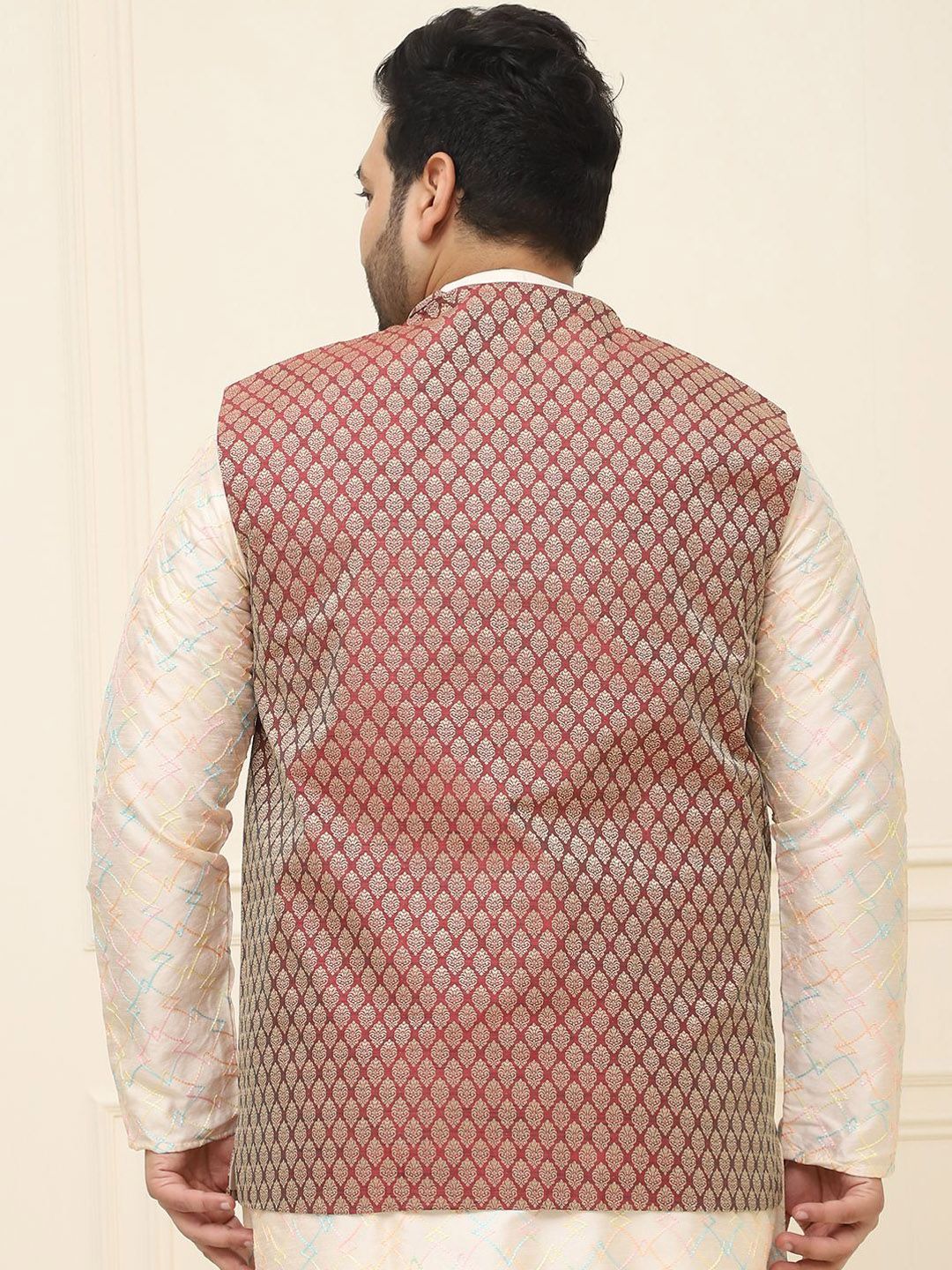 SOJANYA PLUS Men Printed Nehru Plus Size Jacket