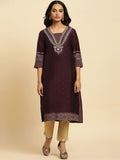 W Geometric Yoke Design Mirror Work Straight Kurta