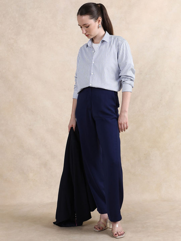 RAREISM Women Tailored Straight Fit High-Rise Solid Trousers