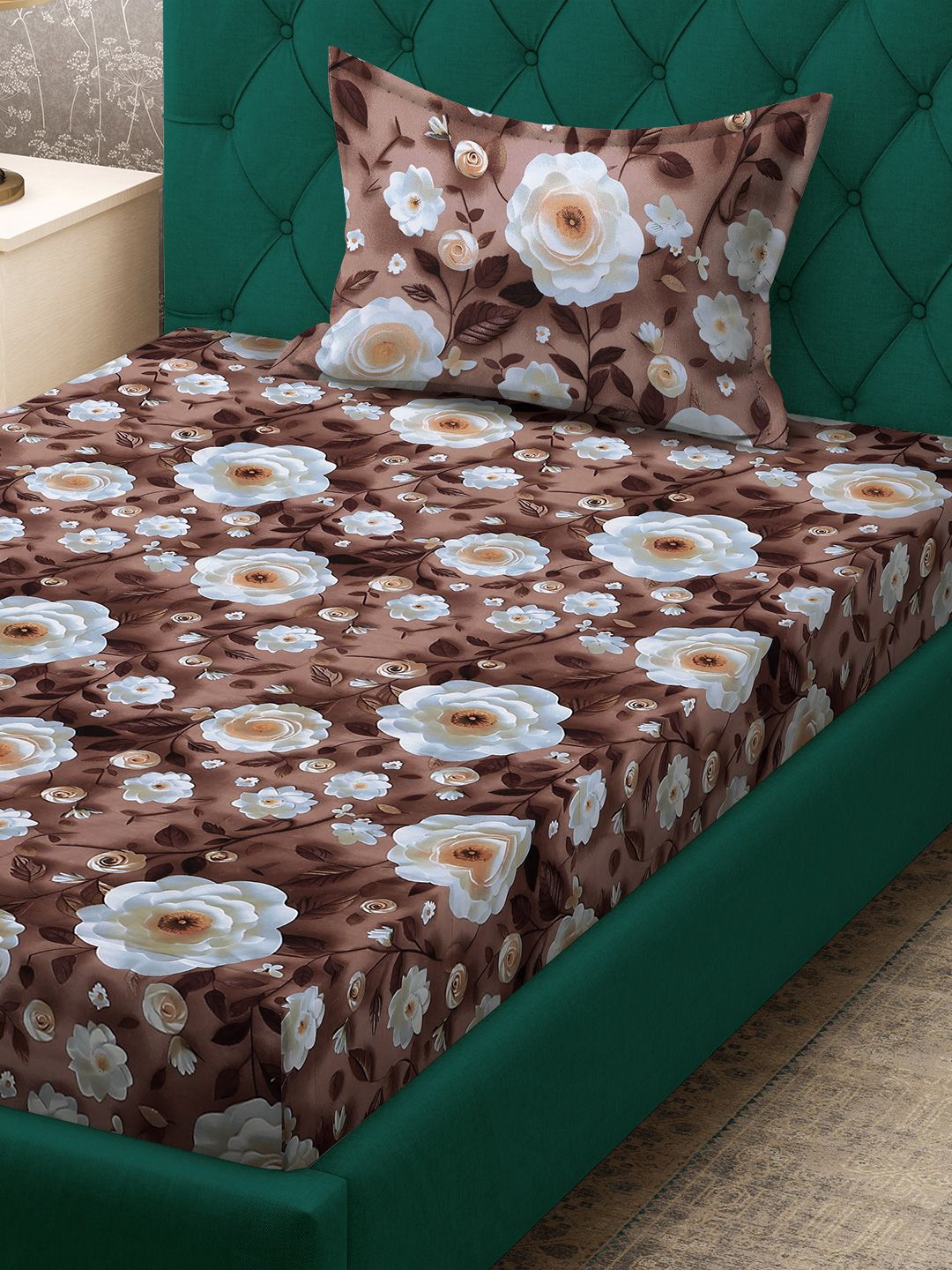 Klotthe Floral Printed Dilengkapi 300TC Single Cadar 7D Dengan Sarung Bantal-2.25 m x 1.5 m