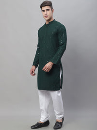 SOJANYA Geometric Embroidered Pure Cotton Kurta With Churidar