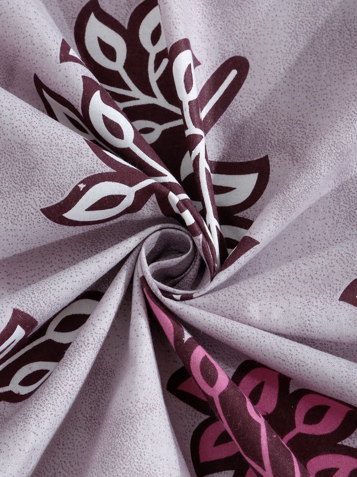 Myntra Elegant Homes Purple Floral 400 TC King Bedsheet with 2 Pillow Covers