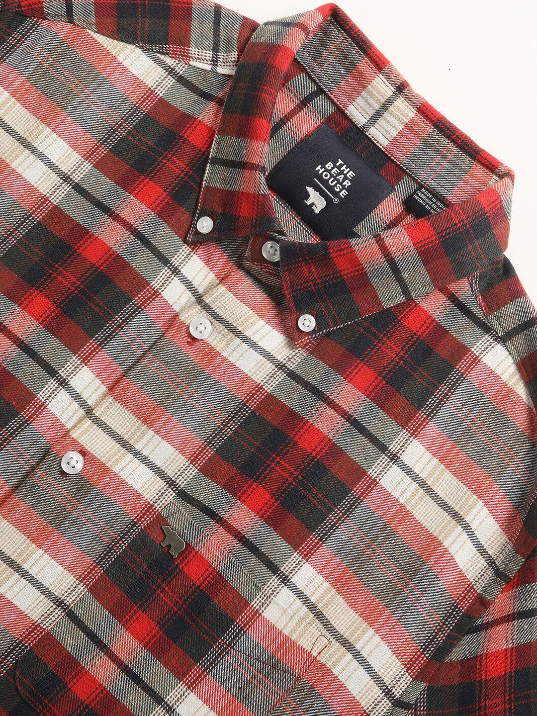THE BEAR HOUSE Slim Fit Tartan Checks Opaque Checked Cotton Casual Shirt