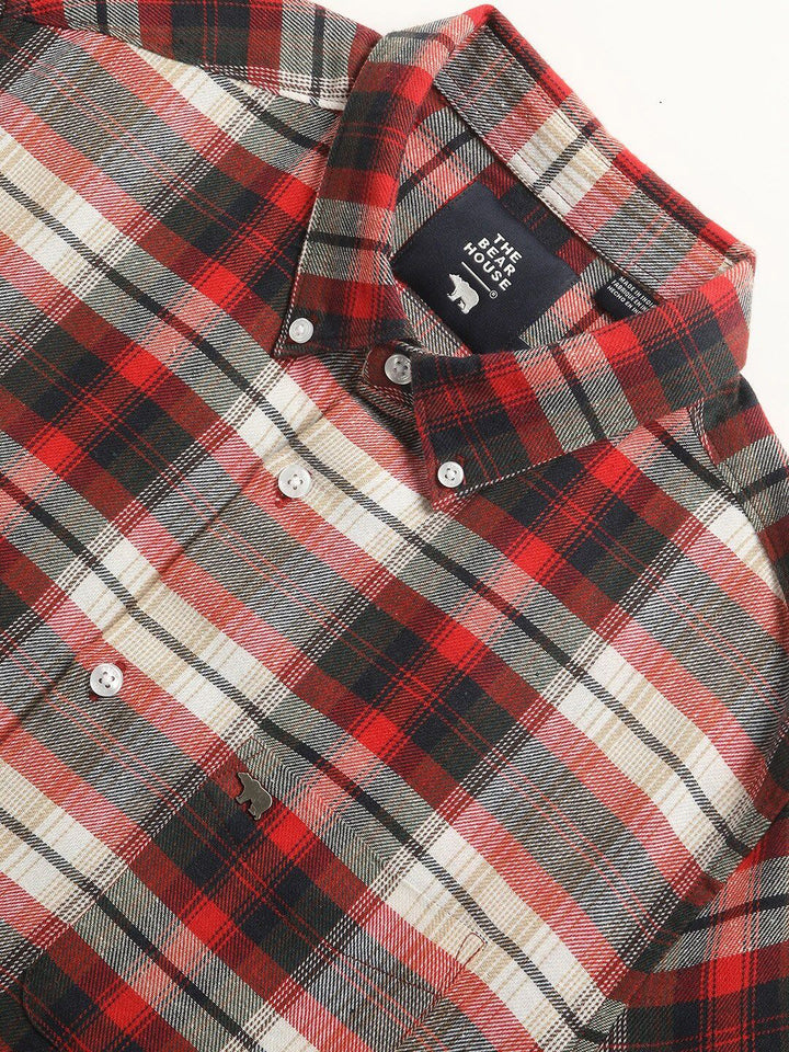 THE BEAR HOUSE Slim Fit Tartan Checks Opaque Checked Cotton Casual Shirt