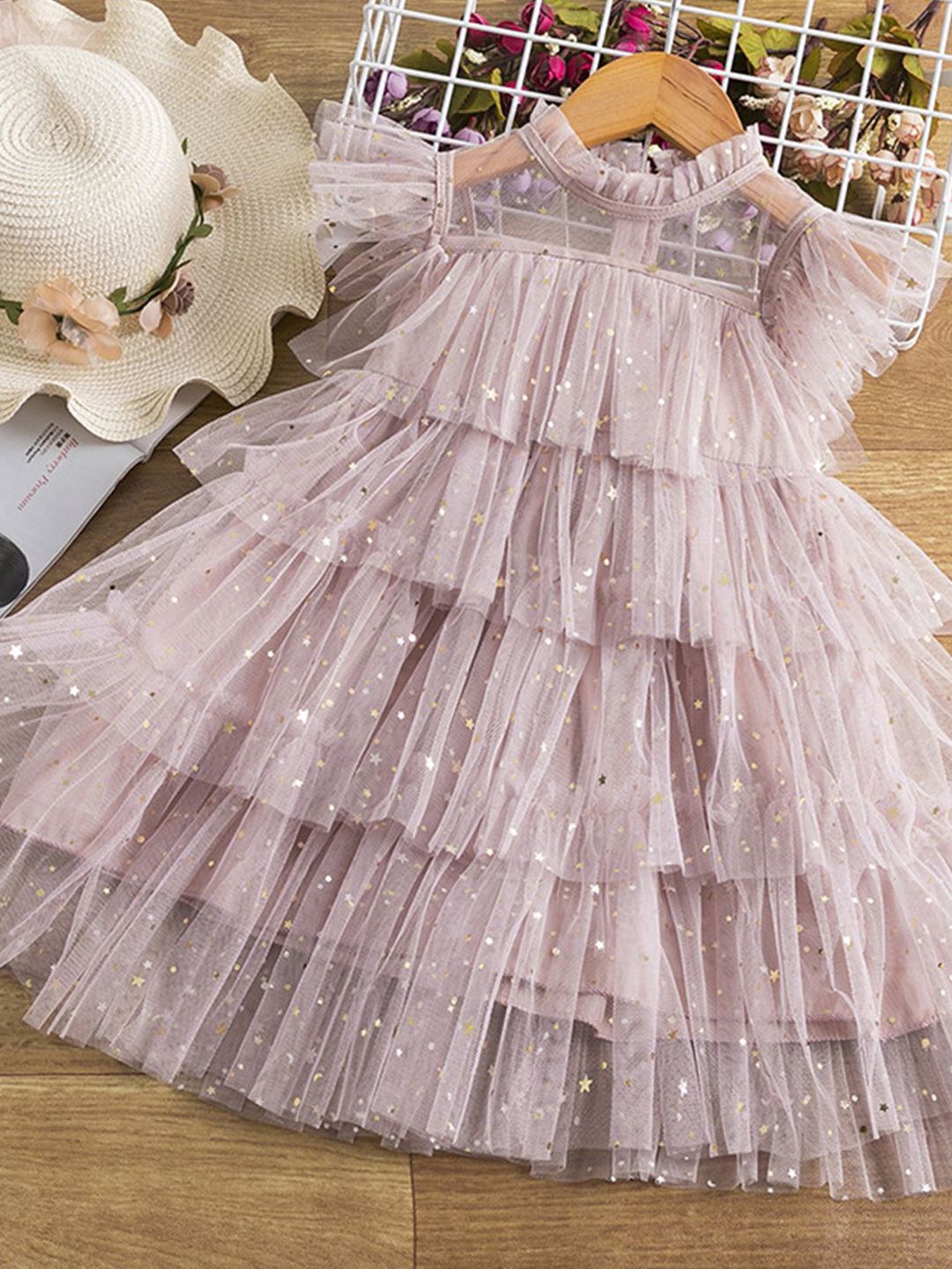 YK Girls Embellished Fit & Flare Dress