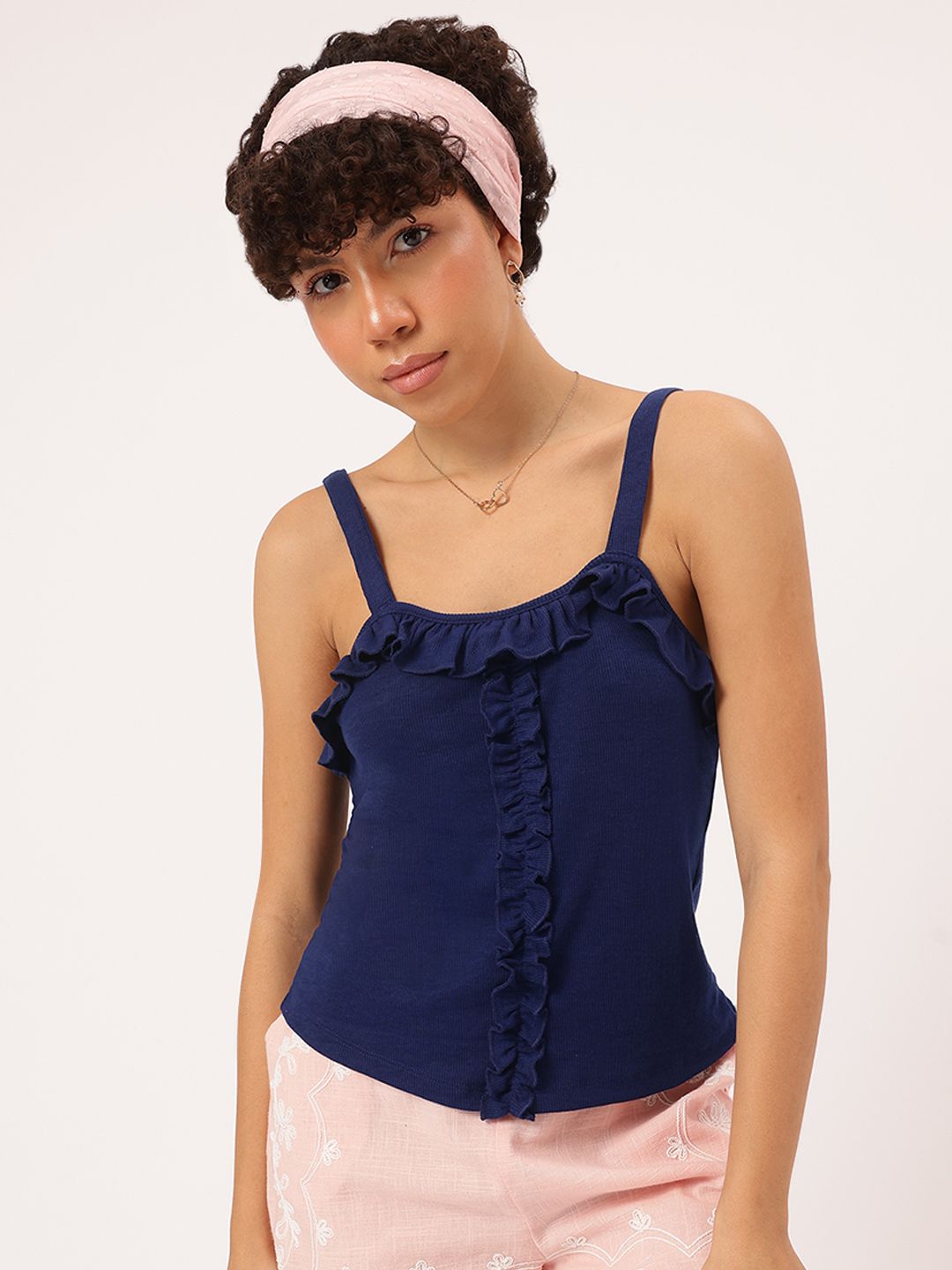 DressBerry Romantic Ruffles Ribbed Top