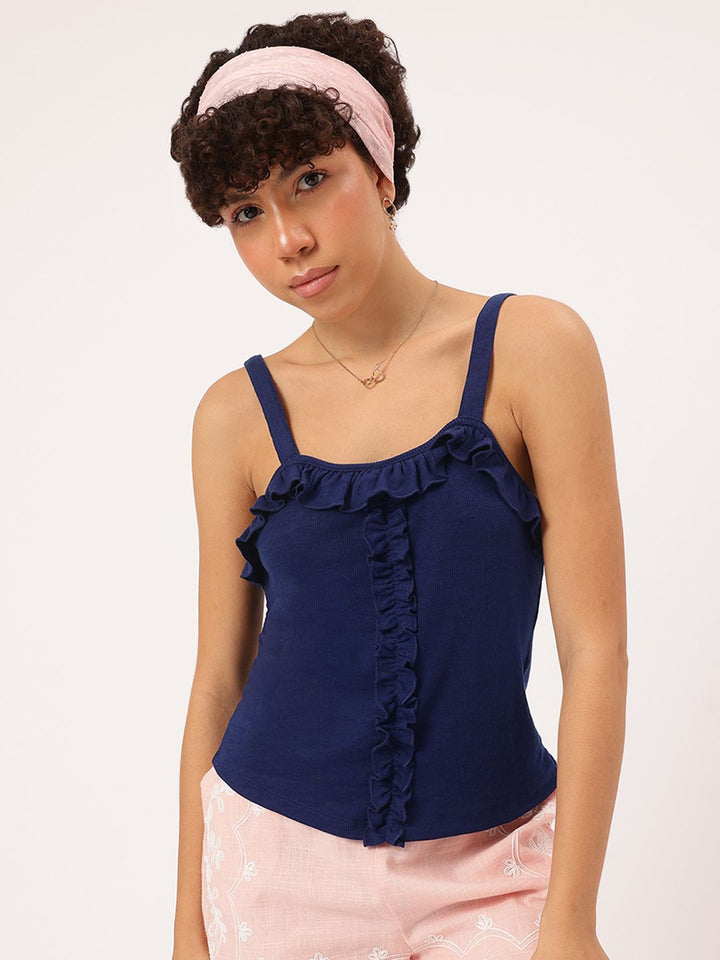 DressBerry Romantic Ruffles Ribbed Top
