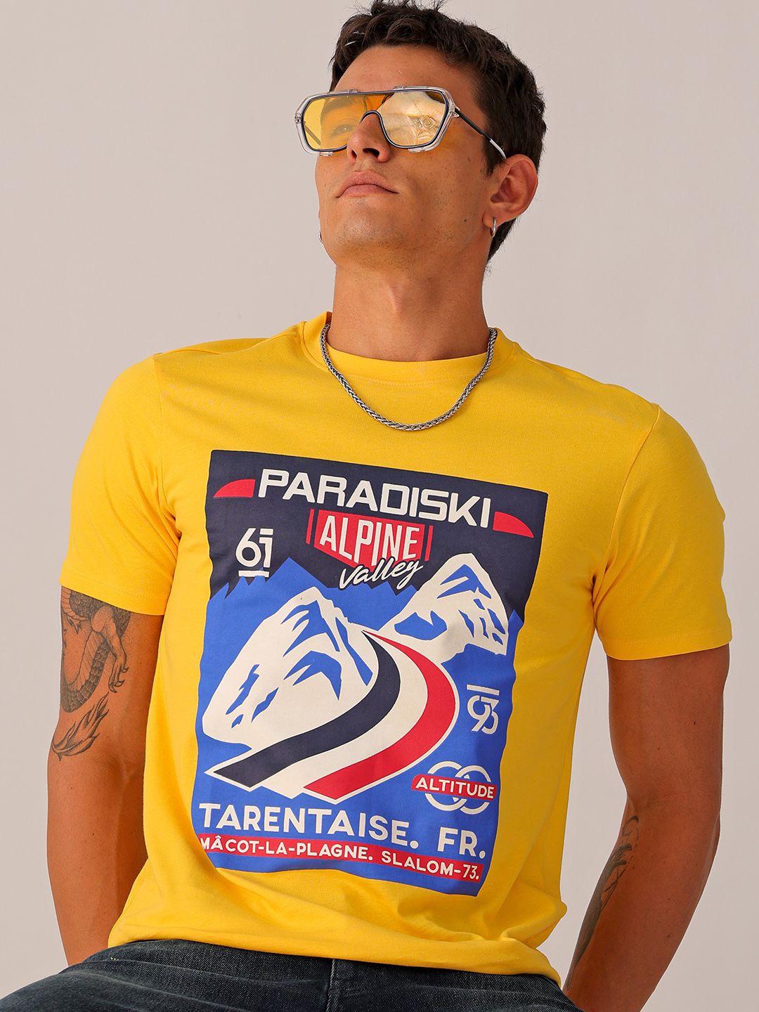 The Indian Garage Co Men Typography Printed Pure Cotton Relaxed Fit T-shirt