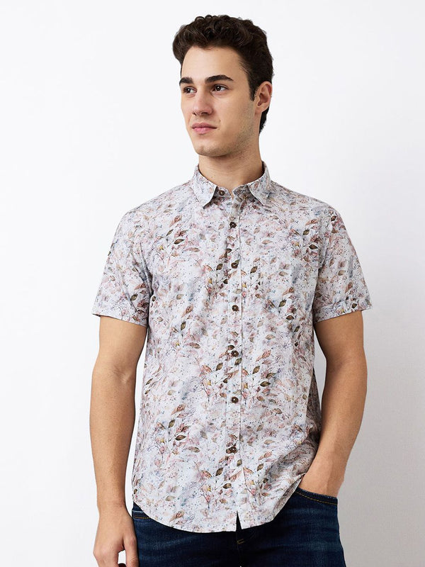 SPYKAR Men Slim Fit Spread Collar Floral Printed Cotton Casual Shirt