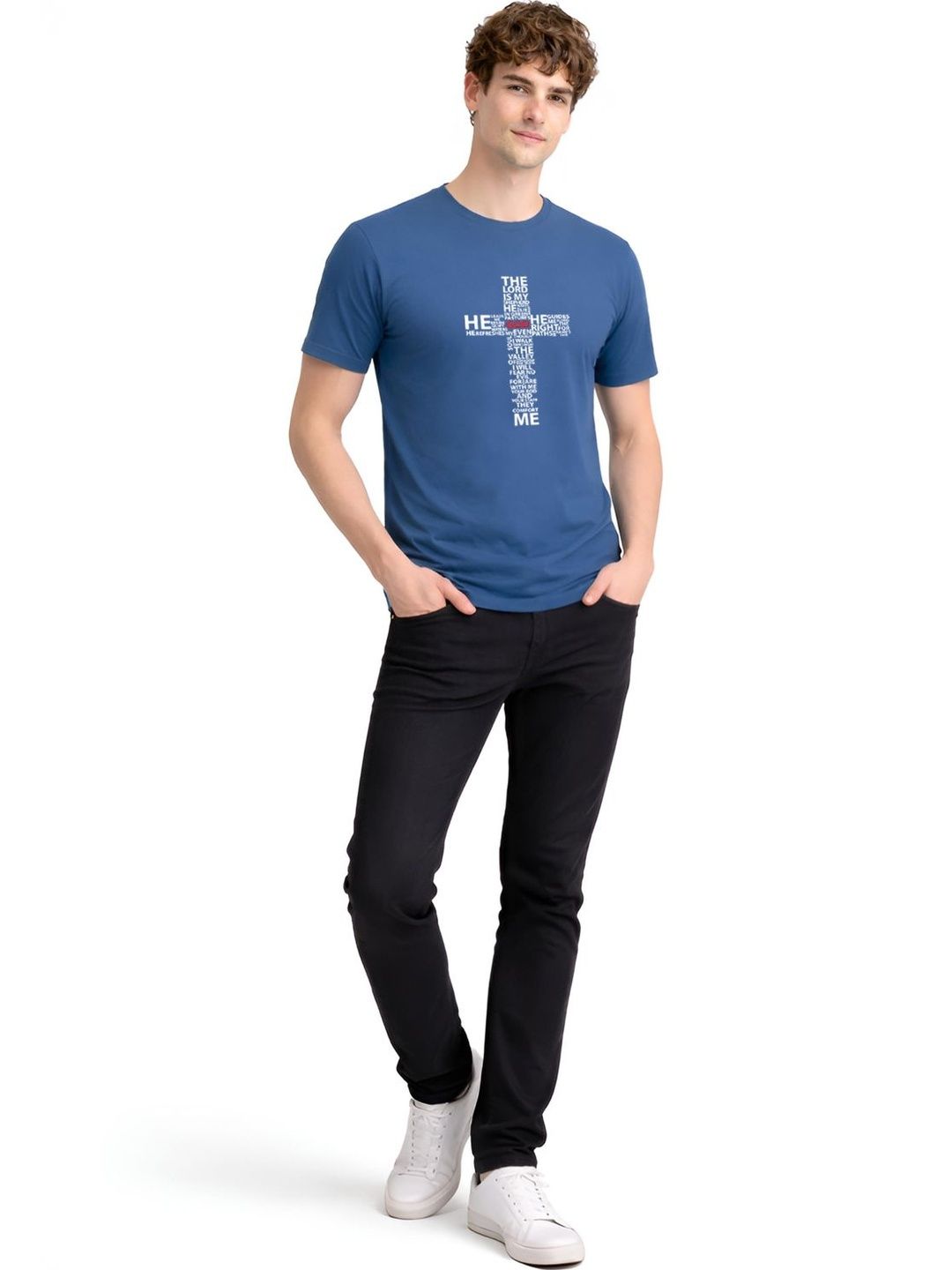 ADRO Typography Printed Round Neck Short Sleeves Regular Fit Pure Cotton T-shirt