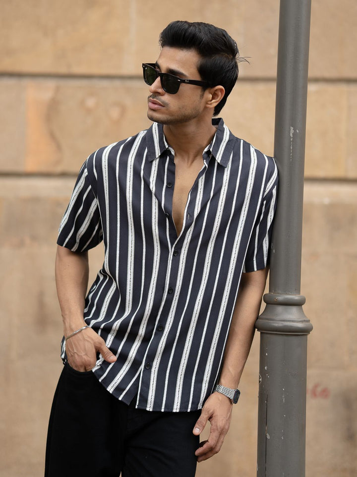 Powerlook Men Printed Stripe Lightweight Shirt