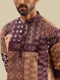 Kurta Kolar Mandarin Bercetak Bunga Anouk Dengan Piyama
