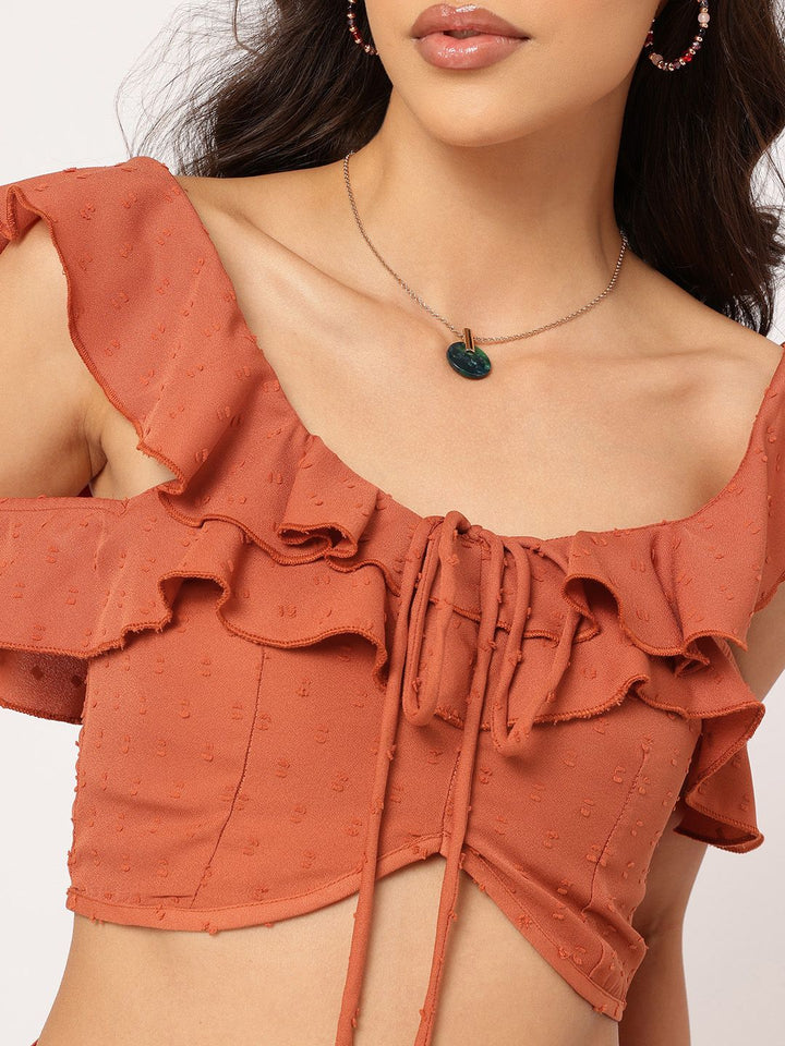 DressBerry Stylish & Romantic Ruffle Dobby Detail Pleated Co-Ords