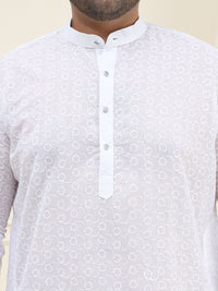 SOJANYA PLUS Kolar Mandarin Sulam Geometrik 100% Cotton Straight Kurta