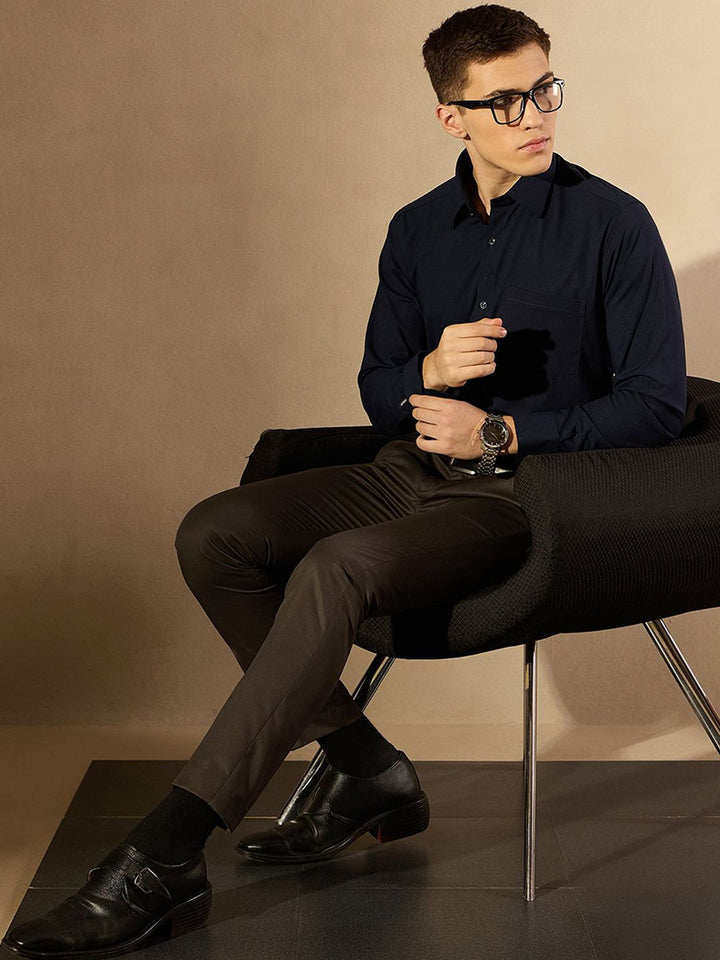 DENNISON Men Smart Tapered Fit Easy Wash Trousers