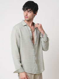 VASTRADO Men Classic Spread Collar Textured Slim Fit Casual Shirt