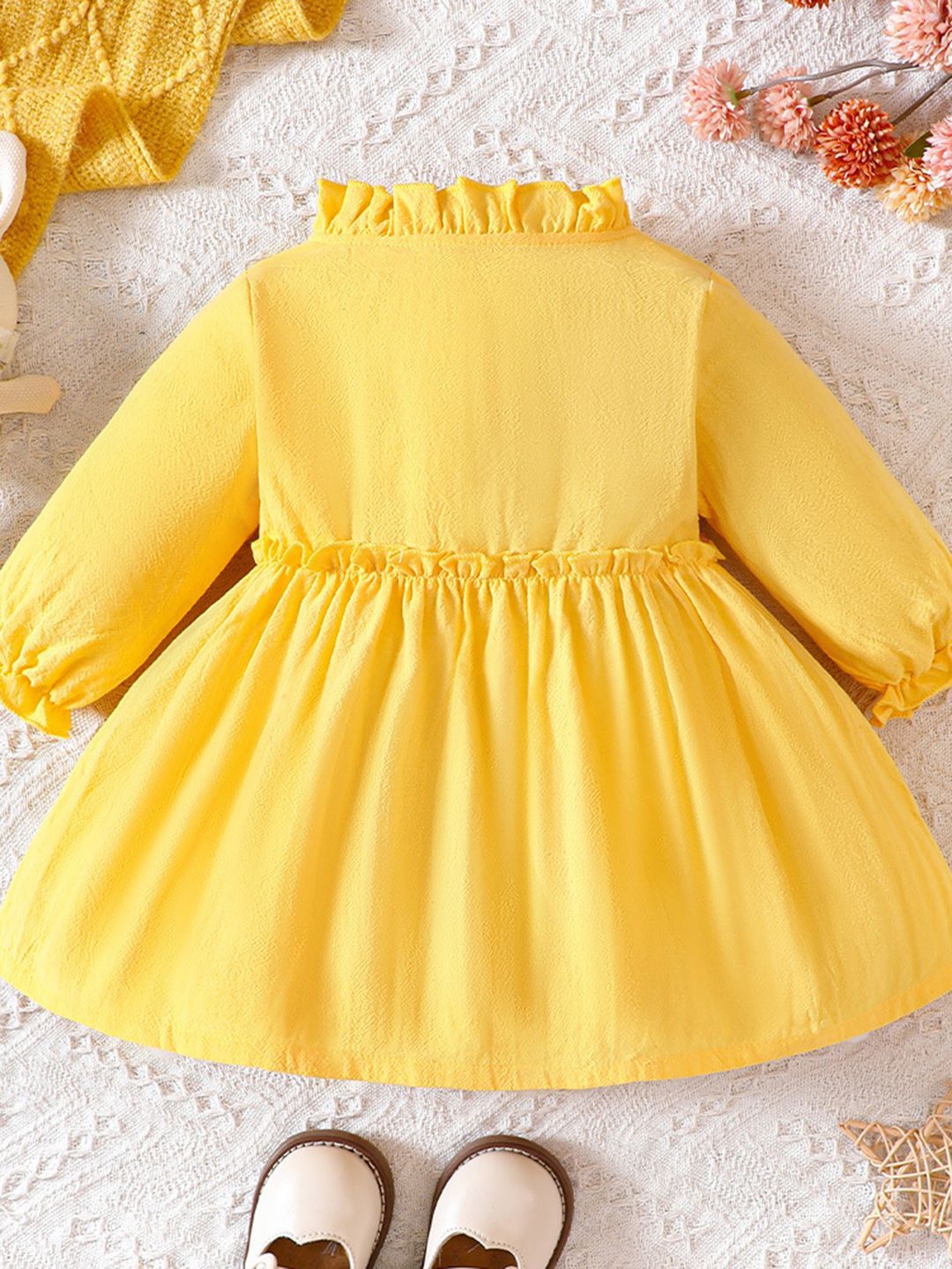 YK Girl Floral Embroidered Round Neck Peplum Dress