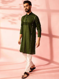 Anouk Men Embroidered Regular Mirror Work Pure Cotton Kurta with Pyjamas