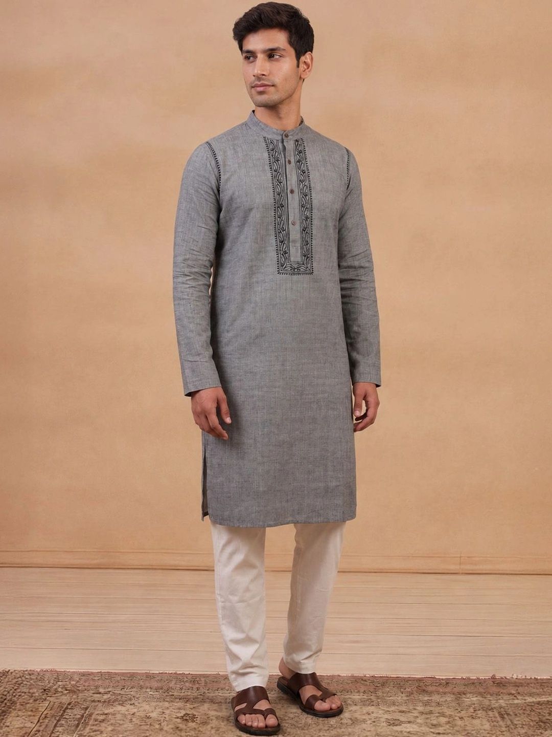 House of Chikankari Men Embroidered Thread Work Kurta
