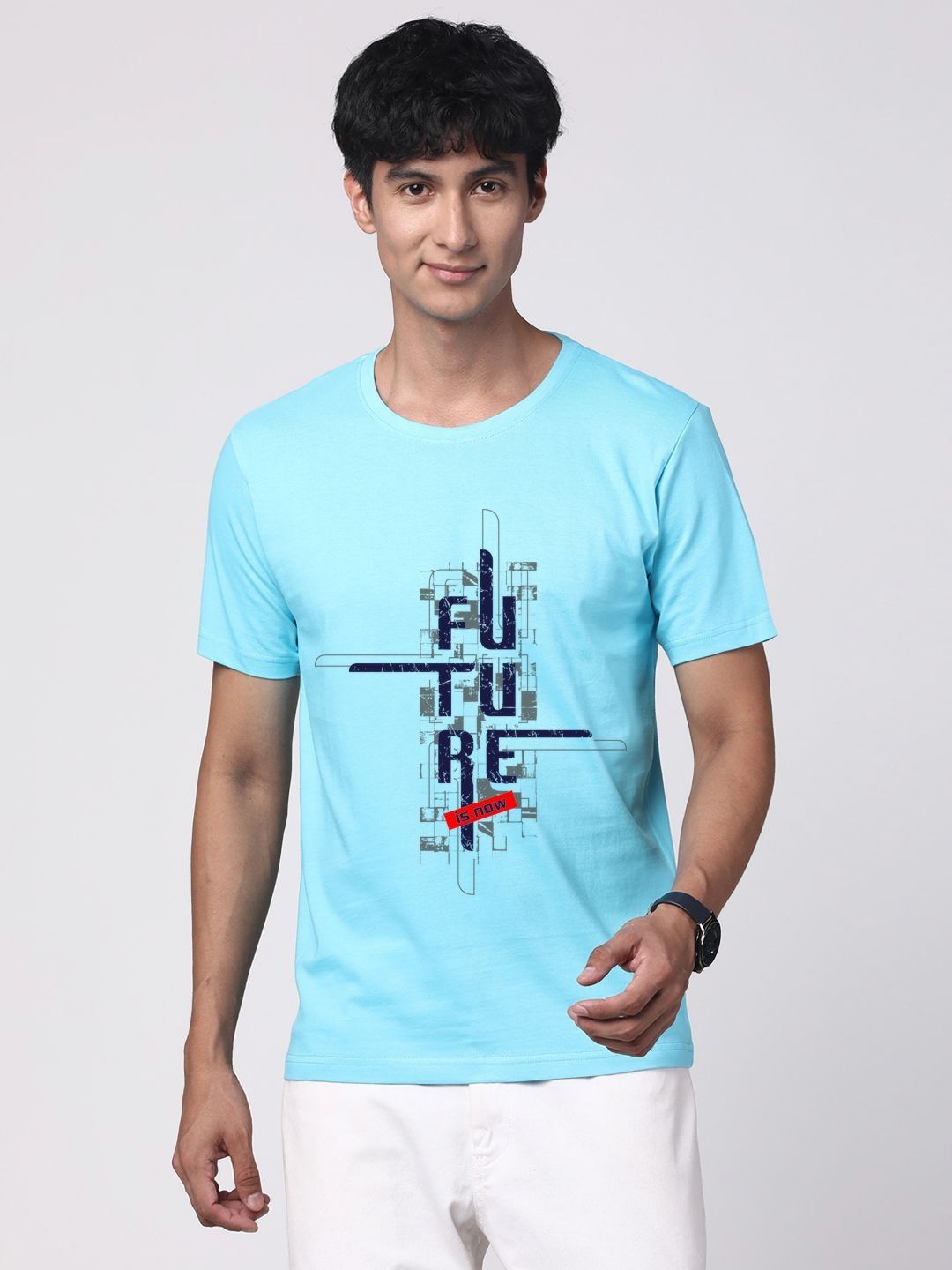 ADRO Men Graphic Printed Round Neck Cotton T-shirt