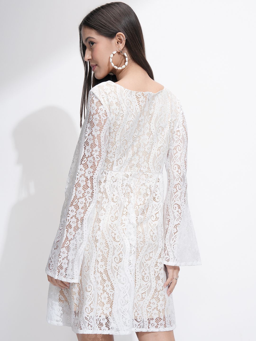 Tokyo Talkies Women Lace Fit Flare Mini Dress